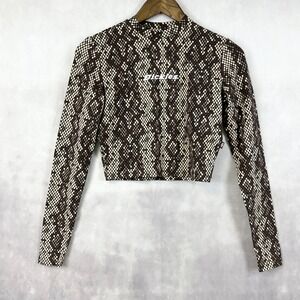 Dickies Women Camden Top XS Snake Print Mock Neck Street Retro Activewear
